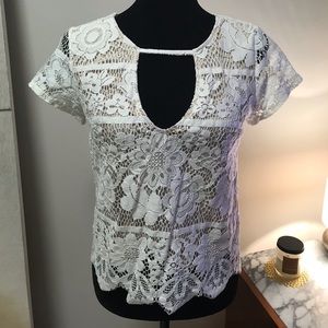 Express 💛 White Cut Out Lace Top